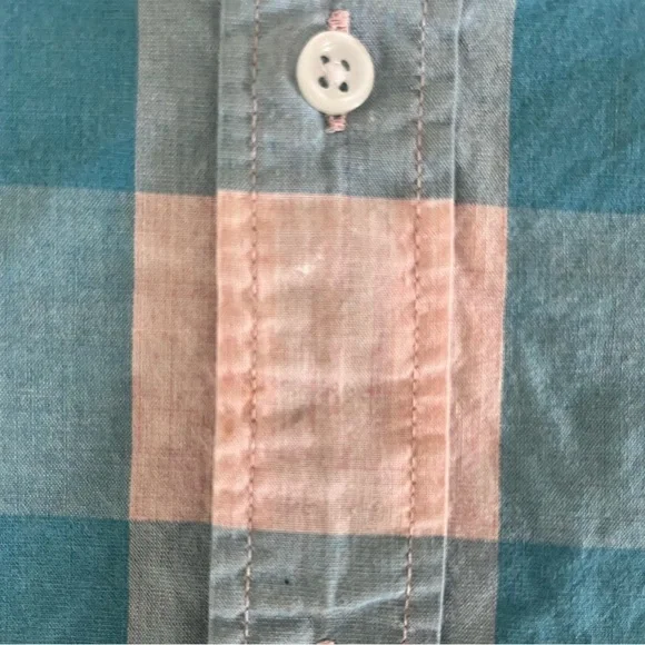 J Crew Crewcuts Boys 8 Spring Blue Pink Plaid Button Up Shirt Long Sleeve - Picture 4 of 7